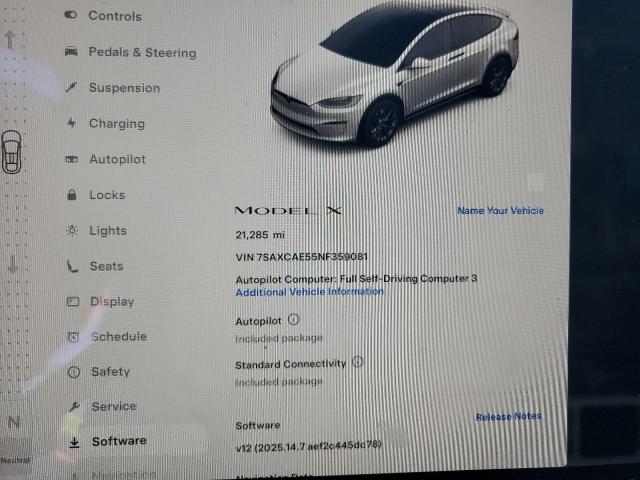 2022 TESLA MODEL X 7SAXCAE55NF359081
