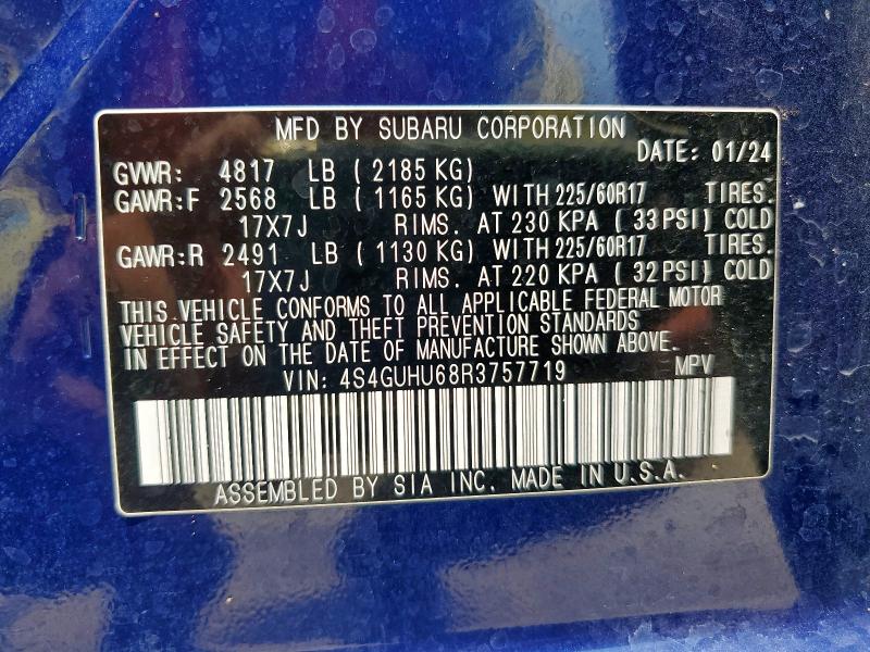 2024 SUBARU CROSSTREK 4S4GUHU68R3757719