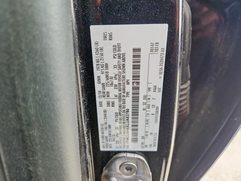 2020 FORD ESCAPE SEL 1FMCU0H6XLUA83780
