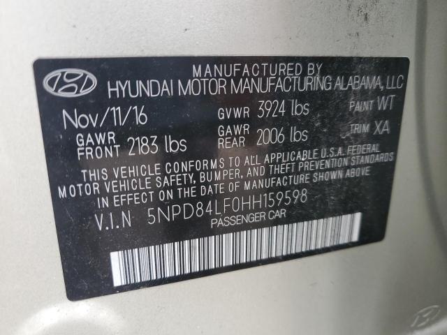 2017 HYUNDAI ELANTRA SE 5NPD84LF0HH159598