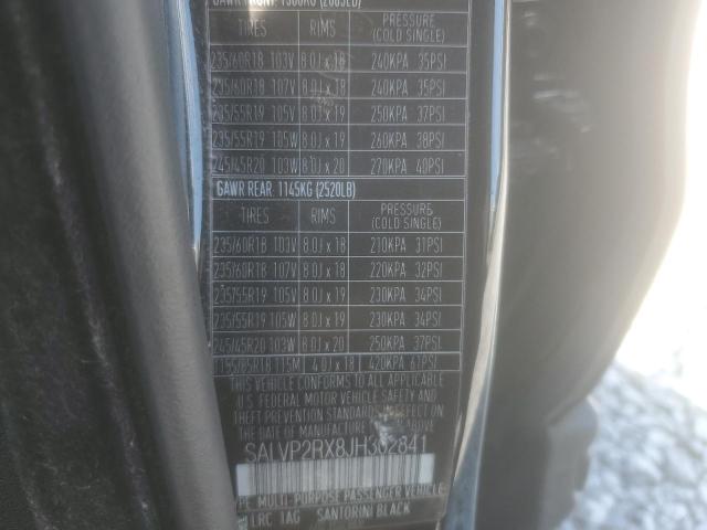 2018 LAND ROVER RANGE ROVE SALVP2RX8JH302841