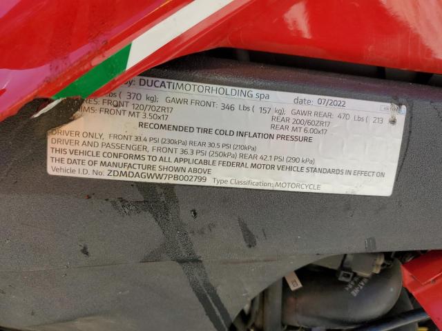 2023 DUCATI PANIGALE V ZDMDAGWW7PB002799
