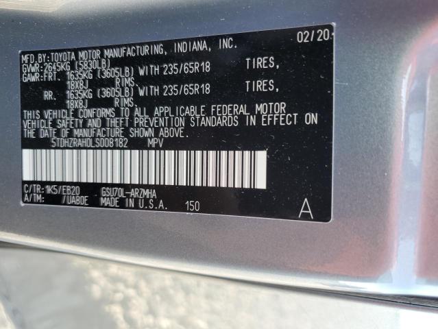 2020 TOYOTA HIGHLANDER 5TDHZRAH0LS008182