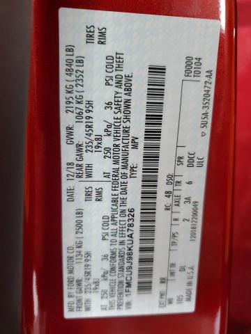 2019 FORD ESCAPE TIT - 1FMCU9J98KUA78326