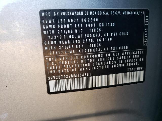 2021 VOLKSWAGEN TIGUAN SE 3VV2B7AX2MM154351