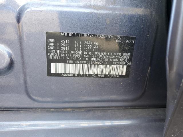 2015 SUBARU LEGACY 2.5 4S3BNAL63F3007595