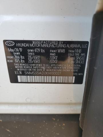 2019 HYUNDAI SANTA FE SEL 5NMS33AD2KH130027