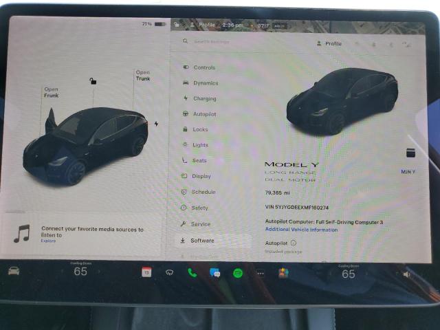 2021 TESLA MODEL Y 5YJYGDEEXMF160274
