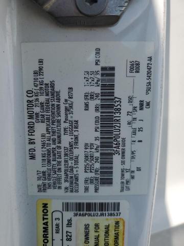 2018 FORD FUSION SE HYBRID 3FA6P0LU2JR138537