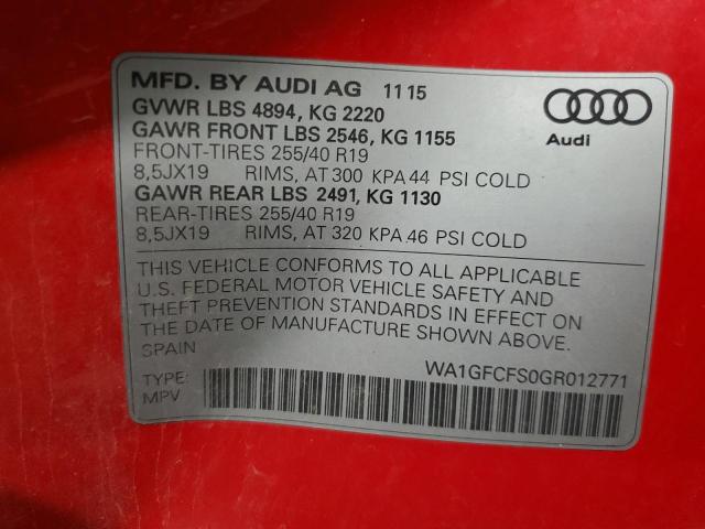 2016 AUDI Q3 PRESTIG WA1GFCFS0GR012771