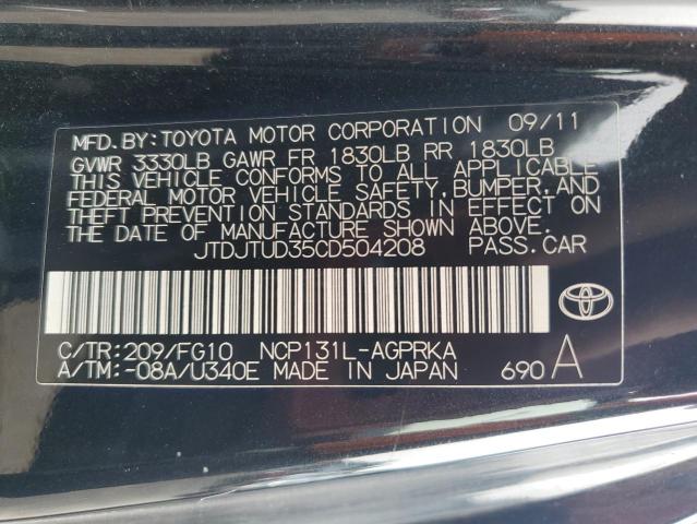 2012 TOYOTA YARIS - JTDJTUD35CD504208