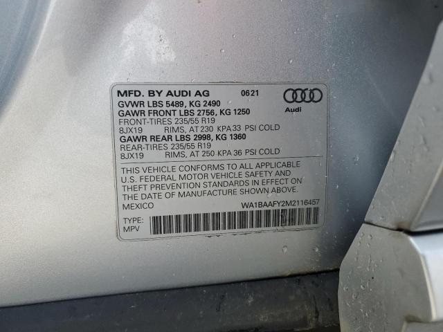 2021 AUDI Q5 PREMIUM WA1BAAFY2M2116457