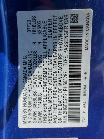 2023 HONDA CIVIC LX 2HGFE2F21PH565297