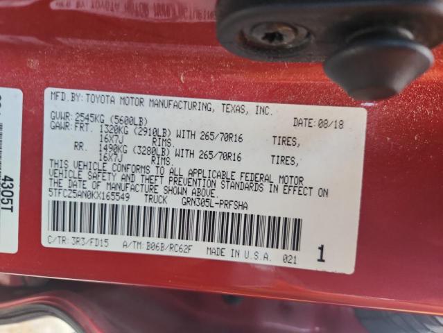 2019 TOYOTA TACOMA DOU 5TFCZ5AN0KX165549