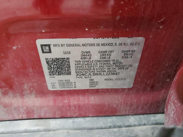 2020 CHEVROLET TRAX 1LT 3GNCJLSB0LL223647