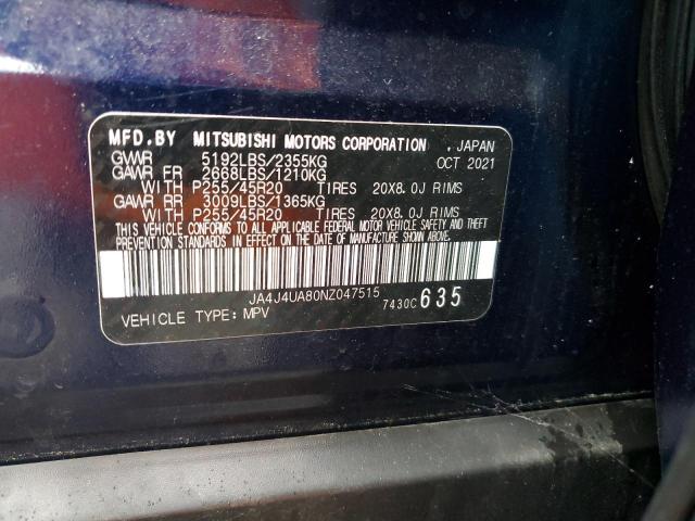 2022 MITSUBISHI OUTLANDER JA4J4UA80NZ047515