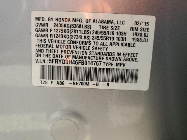 2015 ACURA MDX TECHNO 5FRYD3H46FB014767