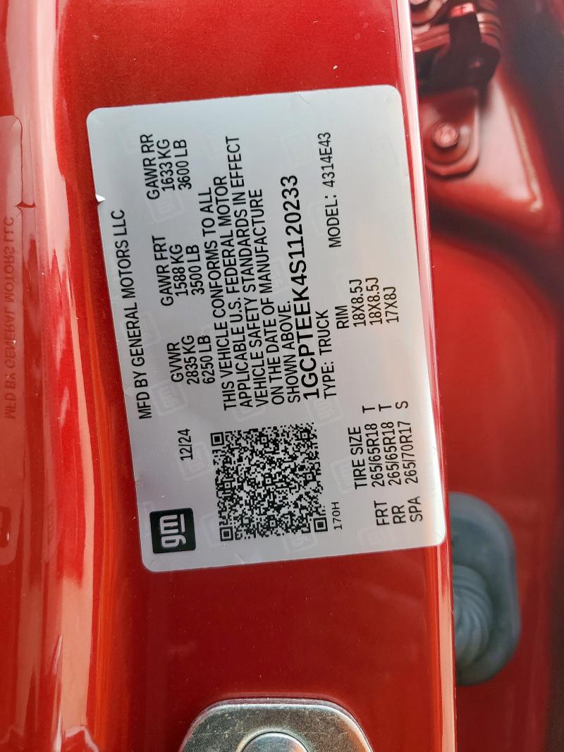 2025 CHEVROLET COLORADO T 1GCPTEEK4S1120233