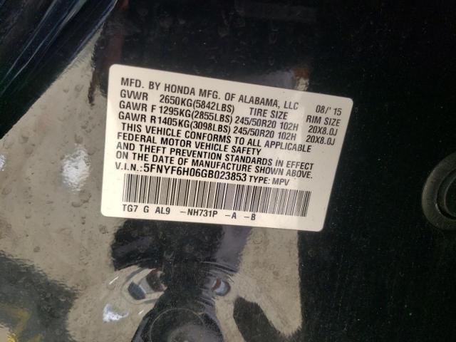 2016 HONDA PILOT ELIT 5FNYF6H06GB023853