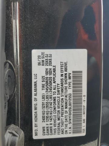 2020 HONDA PASSPORT S 5FNYF8H26LB012553