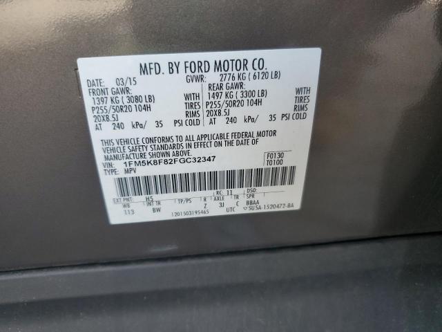 2015 FORD EXPLORER L 1FM5K8F82FGC32347