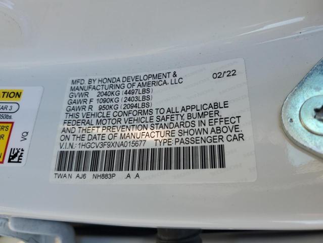 2022 HONDA ACCORD TOURING HYBRID 1HGCV3F9XNA015677