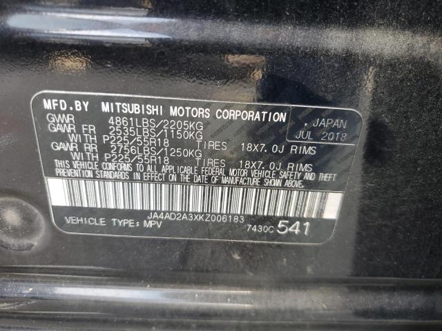 2019 MITSUBISHI OUTLANDER JA4AD2A3XKZ006183