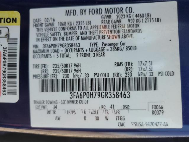 2016 FORD FUSION SE - 3FA6P0H79GR358463