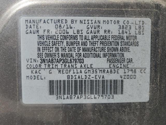 2016 NISSAN SENTRA S 3N1AB7AP3GL679703