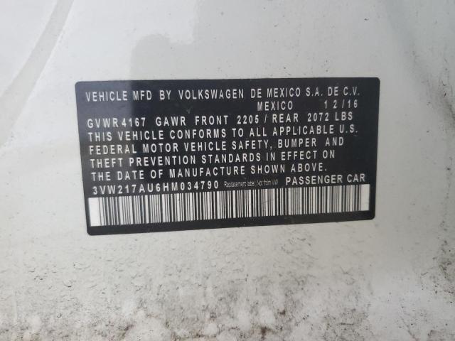 2017 VOLKSWAGEN GOLF S 3VW217AU6HM034790
