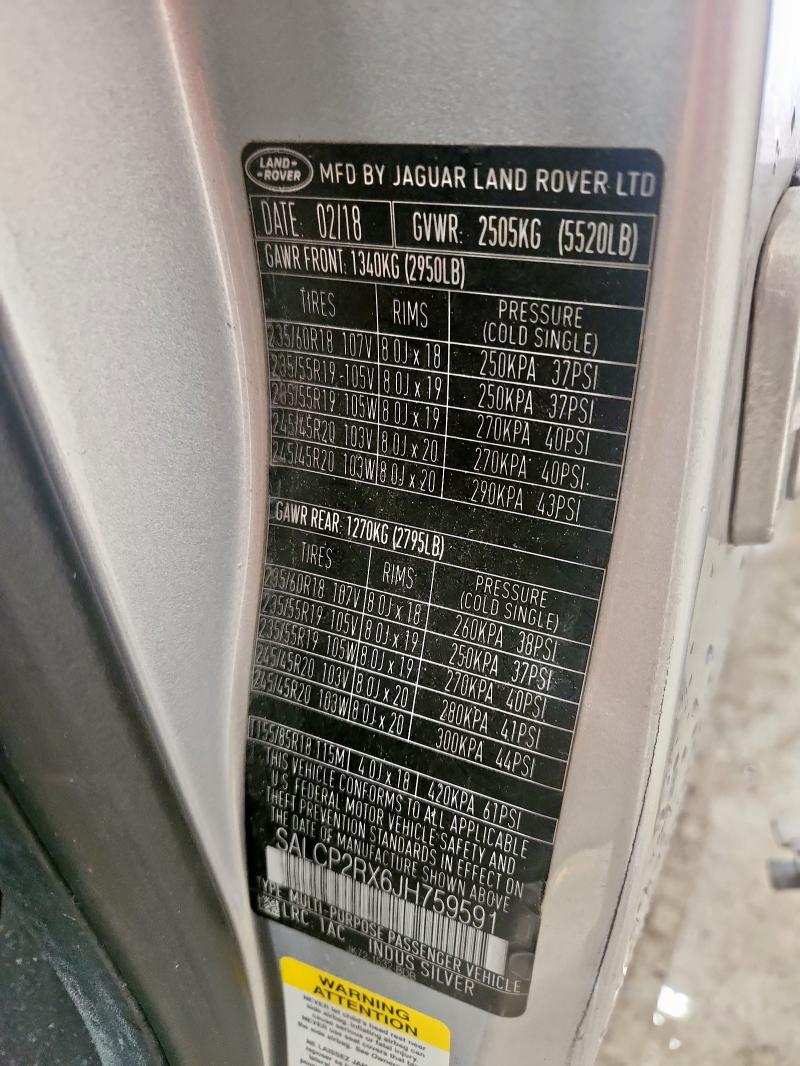 2018 LAND ROVER DISCOVERY SALCP2RX6JH759591