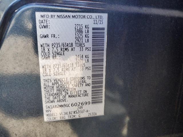 2016 NISSAN PATHFINDER 5N1AR2MN9GC602699