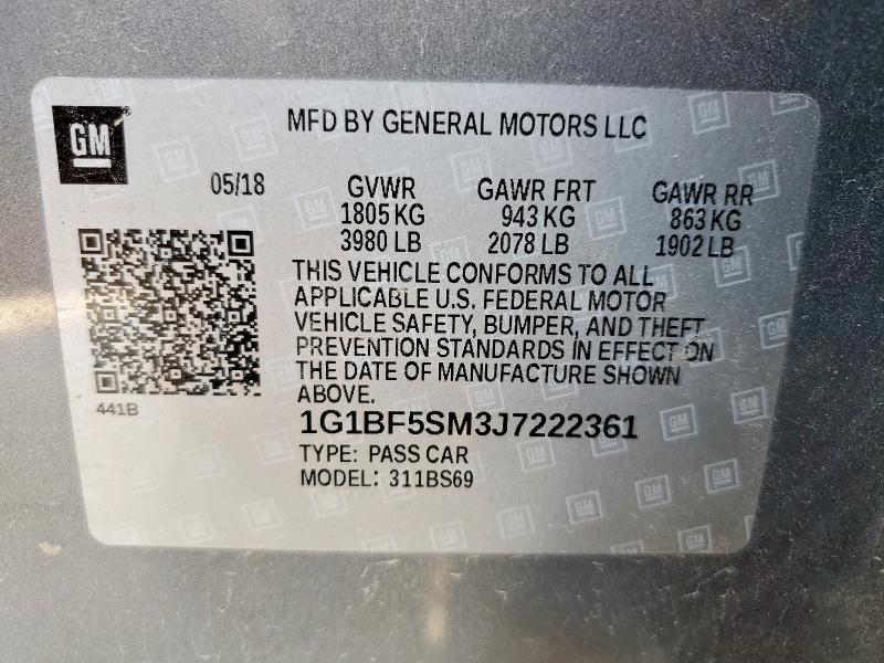2018 CHEVROLET CRUZE PREM 1G1BF5SM3J7222361