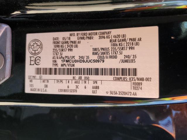 2018 FORD ESCAPE SEL 1FMCU0HD9JUC50979