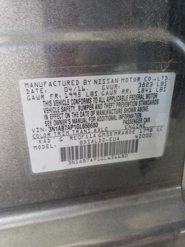 2016 NISSAN SENTRA S - 3N1AB7AP1GL656680