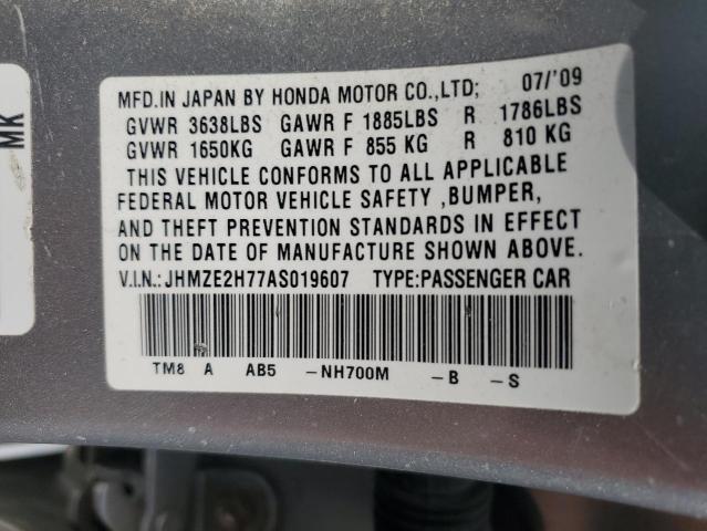2010 HONDA INSIGHT EX - JHMZE2H77AS019607