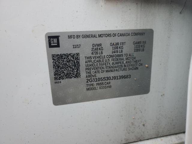 2018 CHEVROLET IMPALA LT 2G1105S30J9139683
