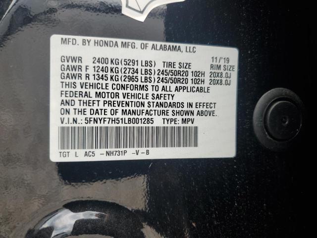 2020 HONDA PASSPORT EXL 5FNYF7H51LB001285