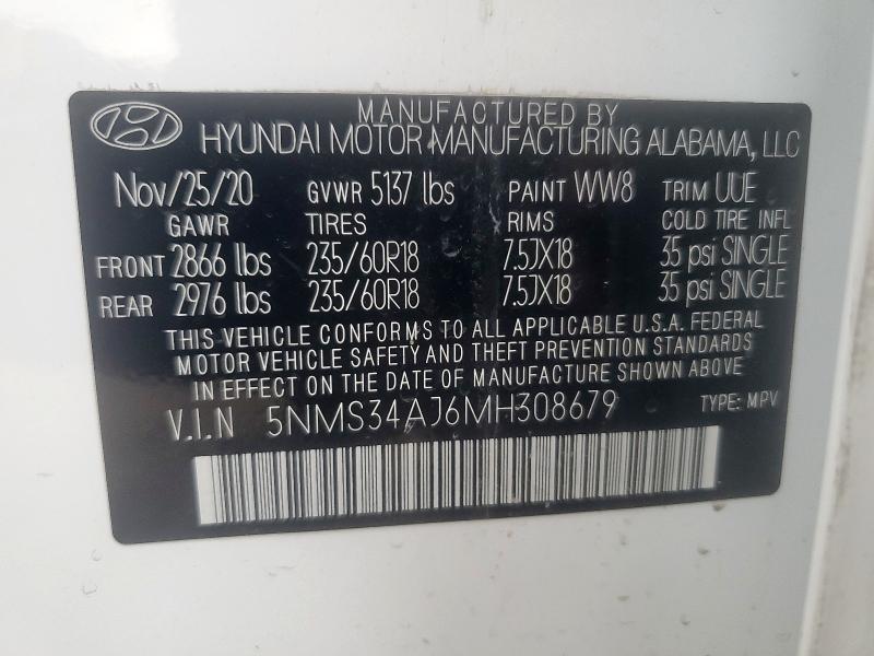 2021 HYUNDAI SANTA FE SEL - 5NMS34AJ6MH308679