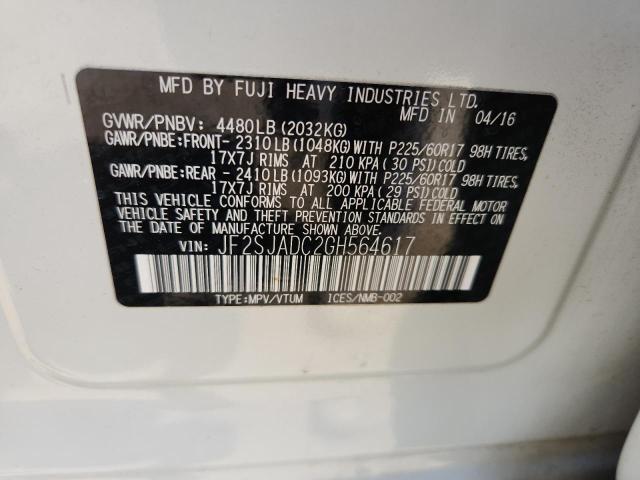 2016 SUBARU FORESTER 2 - JF2SJADC2GH564617