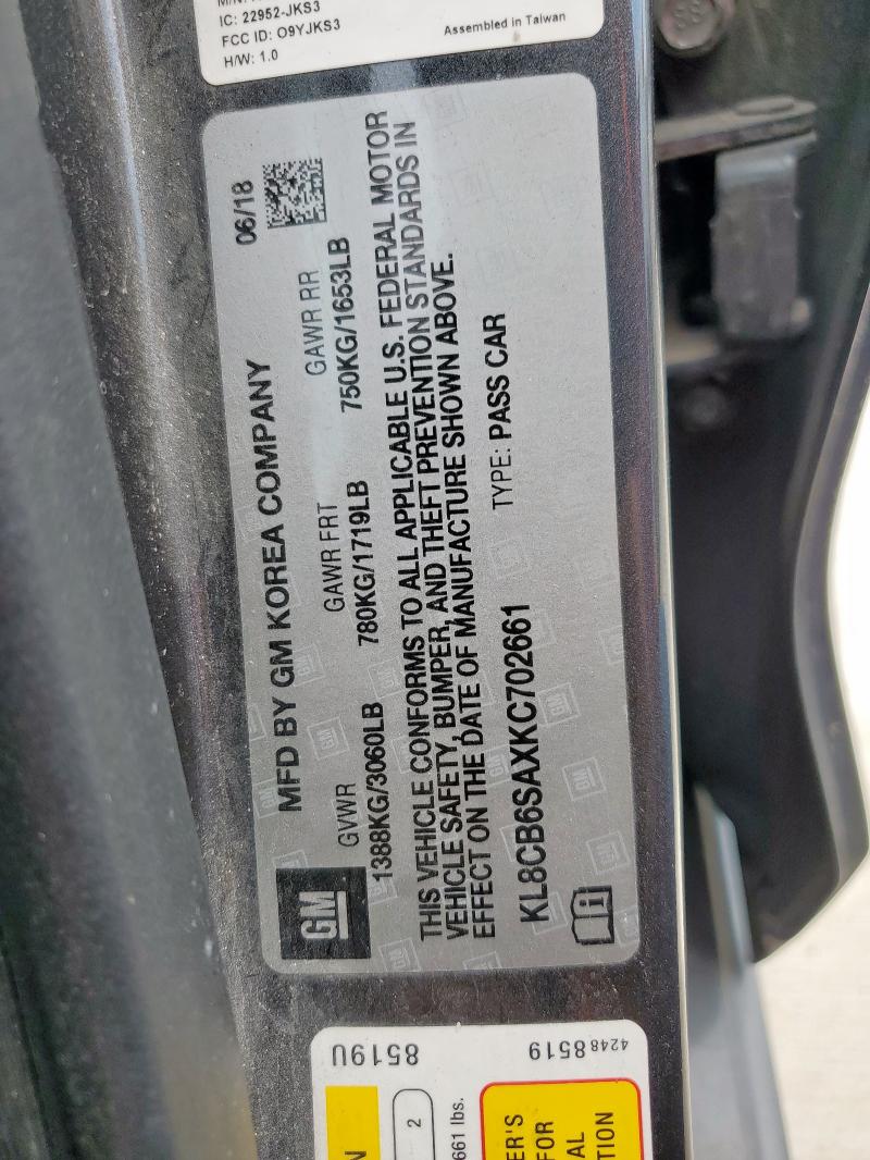2019 CHEVROLET SPARK LS KL8CB6SAXKC702661