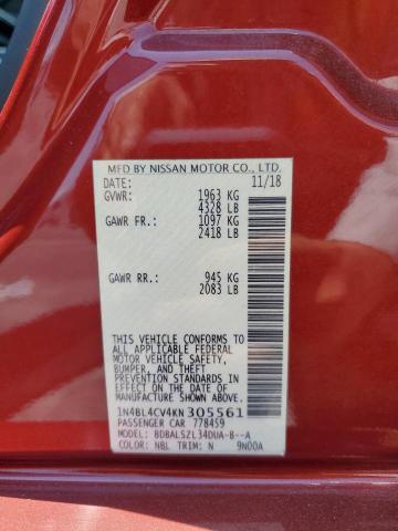 2019 NISSAN ALTIMA SR 1N4BL4CV4KN305561
