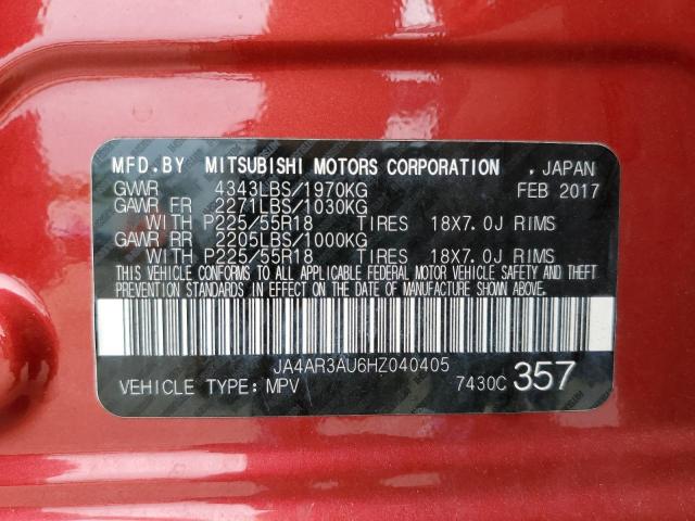 2017 MITSUBISHI OUTLANDER JA4AR3AU6HZ040405