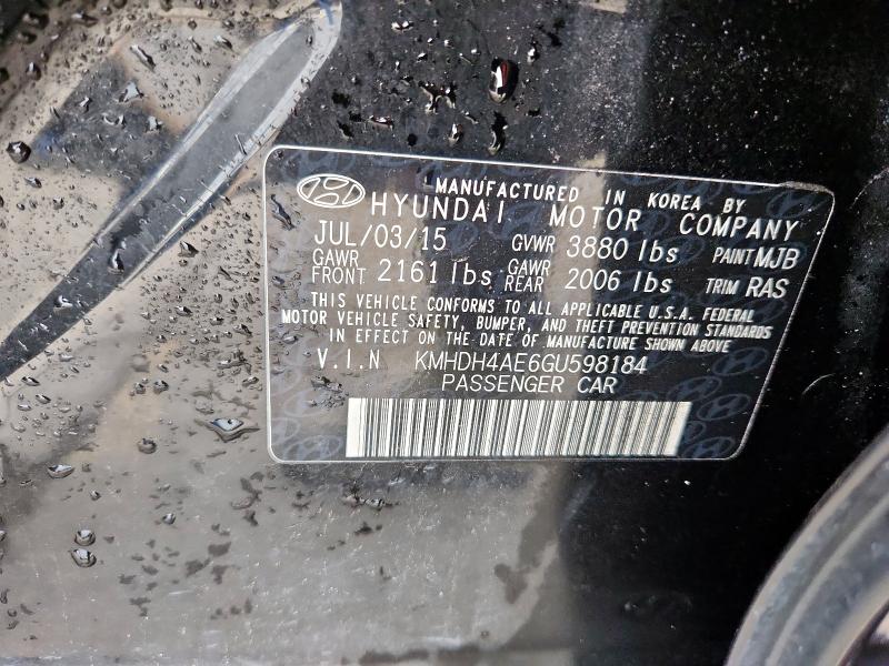 2016 HYUNDAI ELANTRA SE - KMHDH4AE6GU598184