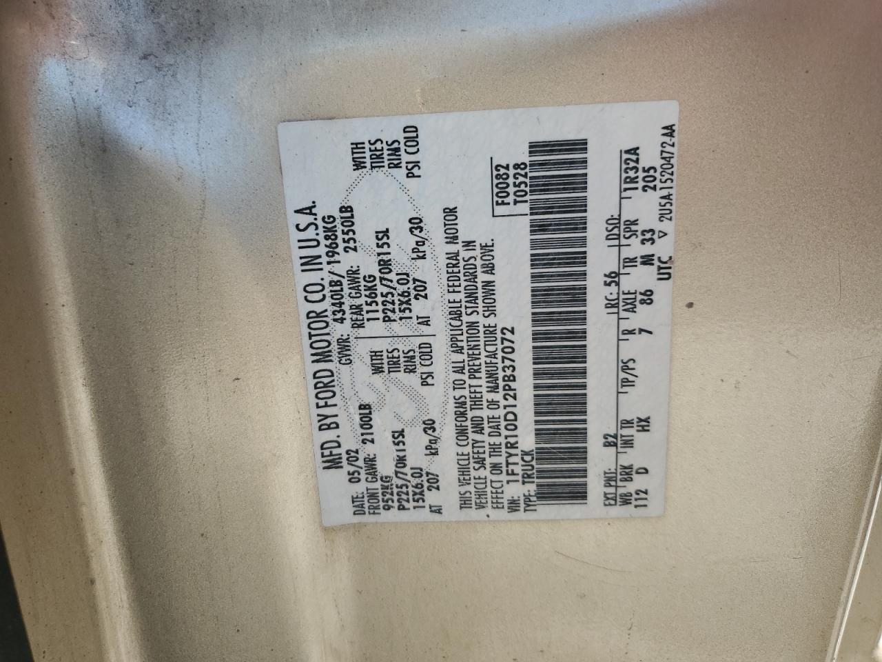 Lot #3223345338 2002 FORD RANGER