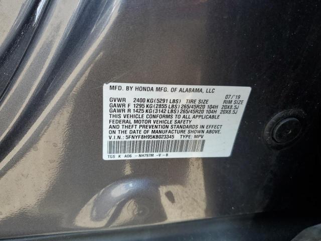 2019 HONDA PASSPORT T 5FNYF8H95KB023345