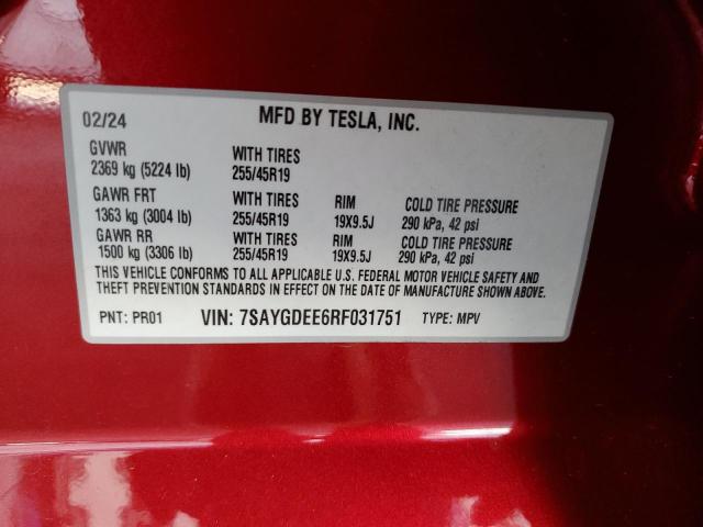 2024 TESLA MODEL Y 7SAYGDEE6RF031751