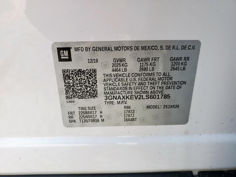 2020 CHEVROLET EQUINOX LT - 3GNAXKEV2LS601785
