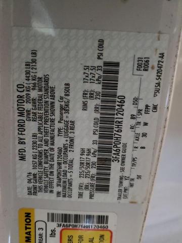 2017 FORD FUSION SE - 3FA6P0H76HR120460