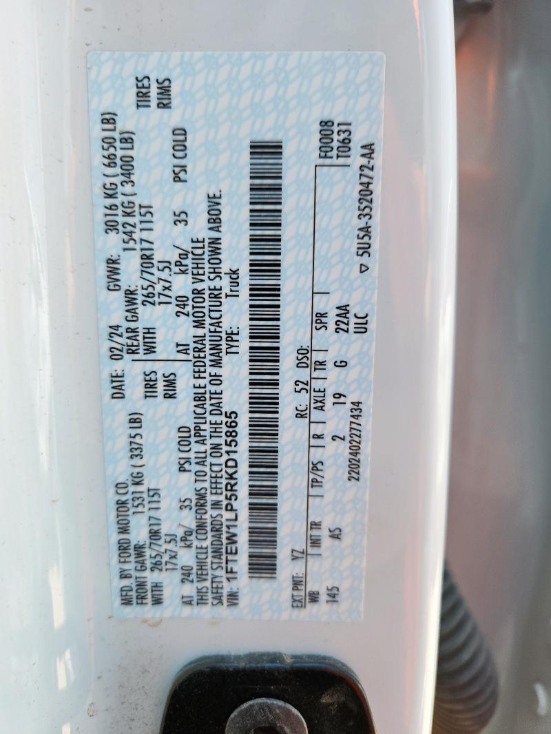 2024 FORD F150 XL - 1FTEW1LP5RKD15865